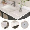 Bianco Carrara Venato 43" Marble Vanity Top With 1 Pre Drilled Faucet Hole Sintered Stone Bathroom Vanity Top With Undermount Rectangular Sink And 4" Backsplash - White - Image 7