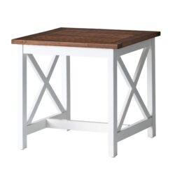 End Table, Farmhouse Side Table, Indoor Outdoor - Brown / White