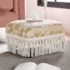 Fiona - Accent Footstool Ottoman - Champagne Beige Floral - Image 7