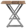 Farmhouse Design Acacia Wood Dining Bench With X Shaped Metal Legs - Brown / Chrome - Image 7