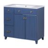 Bathroom Vanity, Transitional Style Bathroom Cabinet With Resin Sink, Single Bathroom Cabinet, With 2 Drawers And 1 Adjustable Storage Shelf, 2 Soft-Close Doors - Navy Blue - Image 13