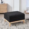 Upholstered Storage Ottoman With Reversible Lid Coffee Table, Foot Stool Square Footrest With Rubberwood Legs For Living Room Bedroom Entryway And Office - Black - Image 3