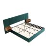 Upholstered King Size Bed Frame Of Velvet Tufted Headboard With Floating Nightstand LED / USB Built-In - Dark Green - Image 7