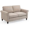 2 Seater Loveseat Sofa, Mid-Century Modern Couches For Living Room, Button Tufted Sofa - Light Beige - Image 2