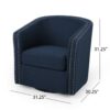 Modern Upholstered Swivel Club Chair With Nailhead Trim - Blue - Image 3