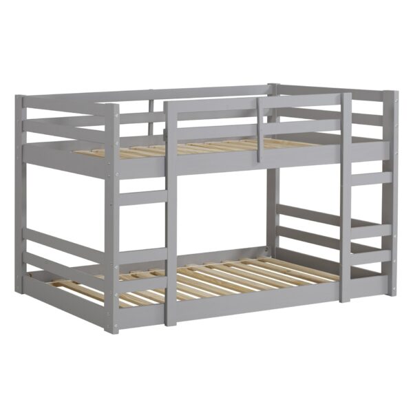 Classic Twin Over Twin Bunk Stackable Bed Frame - Gray