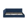 Queen Size Storage Upholstered Tufted Bed Frame, Comfortable Sofa Bed With Backrest And Armrests - Dark Blue - Image 5