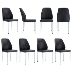 (Set of 8) Comfort Dining Chairs With Extended Backrest And Metal Legs - Black