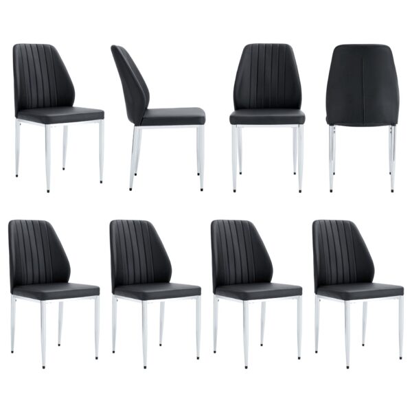(Set of 8) Comfort Dining Chairs With Extended Backrest And Metal Legs - Black