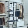 Fiona - Freestanding Walk In Wood Closet System & Metal Frame Melamine - White - Image 5