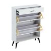 Shoe Cabinet, Shoe Storage Shelves, Metal Leg - White - Image 12