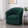 Modern Upholstered Swivel Club Chair With Nailhead Trim - Green - Image 4