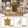 Topmax - 5 Piece Modern Round Dining Table Set Pedestal Kitchen Table Set With 4 Upholstered Dining Chairs For Studio, Apartment, Small Places - Natural - Image 5