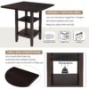 Wooden Counter Height Dining Set With Padded Chairs And Storage Shelving - Espresso - Image 5