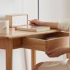 Computer Study, Work Desk Dressing Table Slim With Drawer - Oak Natural - Image 3