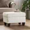 Springfield - Ottoman Contemporary Design Fabric Birch Wood Legs - Beige - Image 2