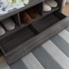 Shoe Entry Bench With Three Shelves, One Drawer With Divided Compartment - Distressed Gray - Image 2
