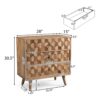 Mid Century Modern Mango Wood 3 Drawer Chest With 3D Tile Weave Design - Natural - Image 3