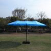 15 X 9 Ft Double Sided Outdoor Market Umbrella With Lights And Base Rectangular Twin Canopy - Blue - Image 16