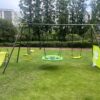 Xns052 Interesting Six Function Swingset With Net Swing Metal Plastic Safe Swing Set 440Lbs For Outdoor Playground For Age 3+ With 31.5" Net Swing - Green / Blue - Image 2