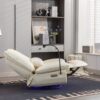 270 Swivel Glider Recliner Chair, Power Recliner Rocking Chair, USB Port Charge For Nursery Chair With Atmosphere Lamp For Living Room Bedroom Apartment - White - Image 15