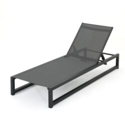 Chaise Lounge With 5 Reclining Positions, Outdoor Patio Lounge Chairs - Black / Gray