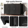 TV Stand For TVs Up To 65", Modern Entertainment Center Media Console Cabinet With 2 Spacious Storage Space, Solid Wood Legs For Living Room - Black - Image 5