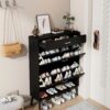 Shoe Cabinet, Shoe Storage Shelves - Black - Image 11