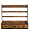 Minimalist 4 Door Shoe Cabinet With Coat Rack, Spacious Top, 3 Drawers, 8 Shelves, Metal Hooks And Handles For Hallway - Rustic Brown - Image 6