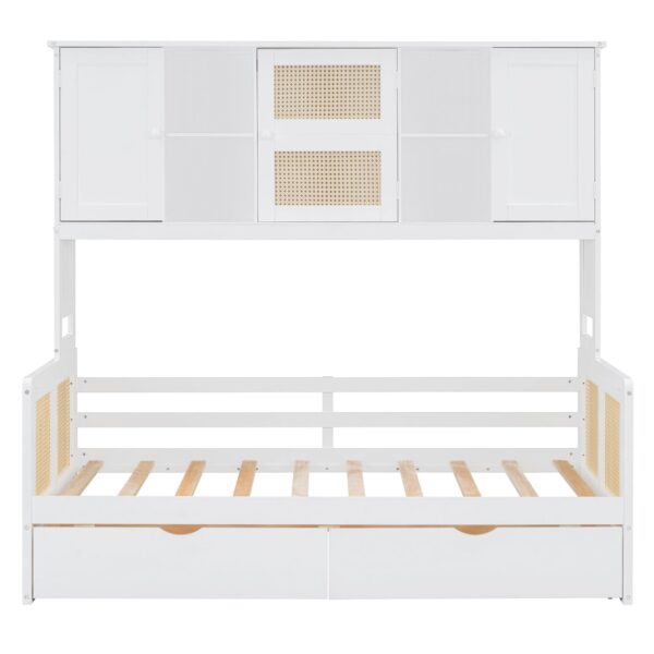 Twin Size Daybed With 2 Drawers, And All In One Cabinet And Shelf - White