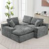 Cloud Sectional Sofa Upholstered Sofa Couch With Double-Layer Cushion And Side Pockets, Free Combined Sectional Sofa Full Compressed Sofa For Living Room - Gray - Image 11