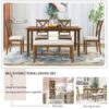 6 Piece Kitchen Dining Table Set Wooden Rectangular Dining Table, 4 Chairs And Bench Family Furniture - Natural Cherry - Image 6
