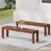 Acacia Wood Outdoor Bench With Beautiful Slat Paneling - Dark Brown - Image 9