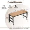 Adjustable Workbench For Garage, Rubber Wood Heavy Duty Workstation With Power Outlets & Wheels, 2000 Lbs Load Capacity Hardwood Worktable For Workshop - Black - Image 2