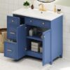 Bathroom Vanity, Transitional Style Bathroom Cabinet With Resin Sink, Single Bathroom Cabinet, With 2 Drawers And 1 Adjustable Storage Shelf, 2 Soft-Close Doors - Navy Blue - Image 25