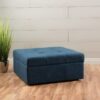 Flip Top Ottoman With Tufted Waffle Stitch And Rolling Casters - Navy Blue - Image 8