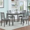 5 Pieces Modern Dining Set, Rectangular Wooden Dining Table With 4 Upholstered Chairs For Kitchen, Dining Room - Gray - Image 2
