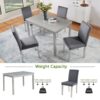 5 Pieces Wooden Dining Table Set, Kitchen Table Set With A Rectangular Table And 4 Upholstered Chairs - Silver Gray - Image 9