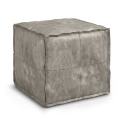 Brody - Square Pouf - Distressed Gray