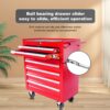 Red 7 Drawer Metal Rolling Tool Chest With Locking System And Wheels, Steel Construction - Red - Image 4
