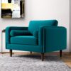 Amber - Velvet Lounge Chair - Light Blue - Image 3