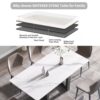 70.87" Modern Artificial Stone White Straight Edge Black Metal Leg Dining Table - White / Black - Image 9