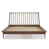Mid-Century Modern Solid Wood Queen Platform Bed Frame With Spindle Headboard - Caramel - Image 2