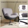 360° Swivel Office Chair, Modern Chenille Chair With And Metal Base Frame, No Wheels, Accent Chair - Gray - Image 9