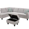 Alger - 98" Wide Left Hand Facing Sofa & Chaise With Ottoman - Light Gray - Image 15