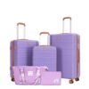 5 Piece Set (20"24"28 +A Travel Bag And A Toiletry Bag), Hard Case Spinner Wheels Luggage Sets With Tsa Lock Carry On Suitcase Luggage Durable Suitcase - Lilac - Image 11