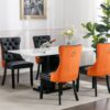 Nikki - Modern, High-End Tufted Solid Wood Contemporary And Velvet Upholstered Dining Chair With Wood Legs Nailhead Trim (Set of 2) - Black / Orange - Image 18