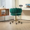 Velvet Home Office Desk Chair, Modern Cute Computer Chair, Wheels Swivel Height Adjustable Task Chair - Emerald - Image 8