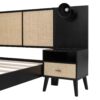 Queen Size Bed Frame With 2 Nightstands Elegant Design With Lamps - Black - Image 3