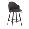 Ahoy - Contemporary Fixed Height Counter Stool With Square Footrest (Set of 2) - Black / Charcoal - Image 2